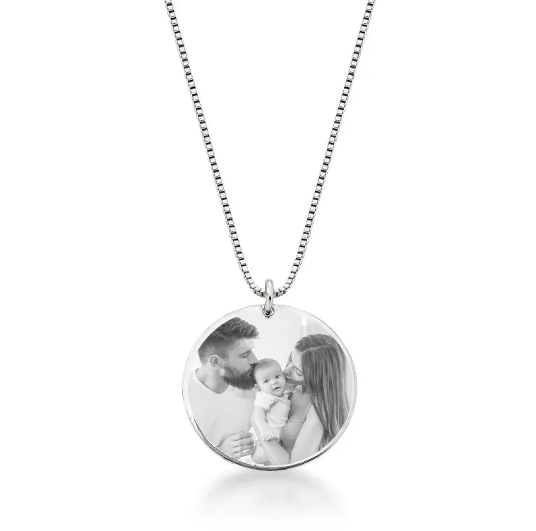 Colar com com Foto Personalizada Pingente Redondo 17mm