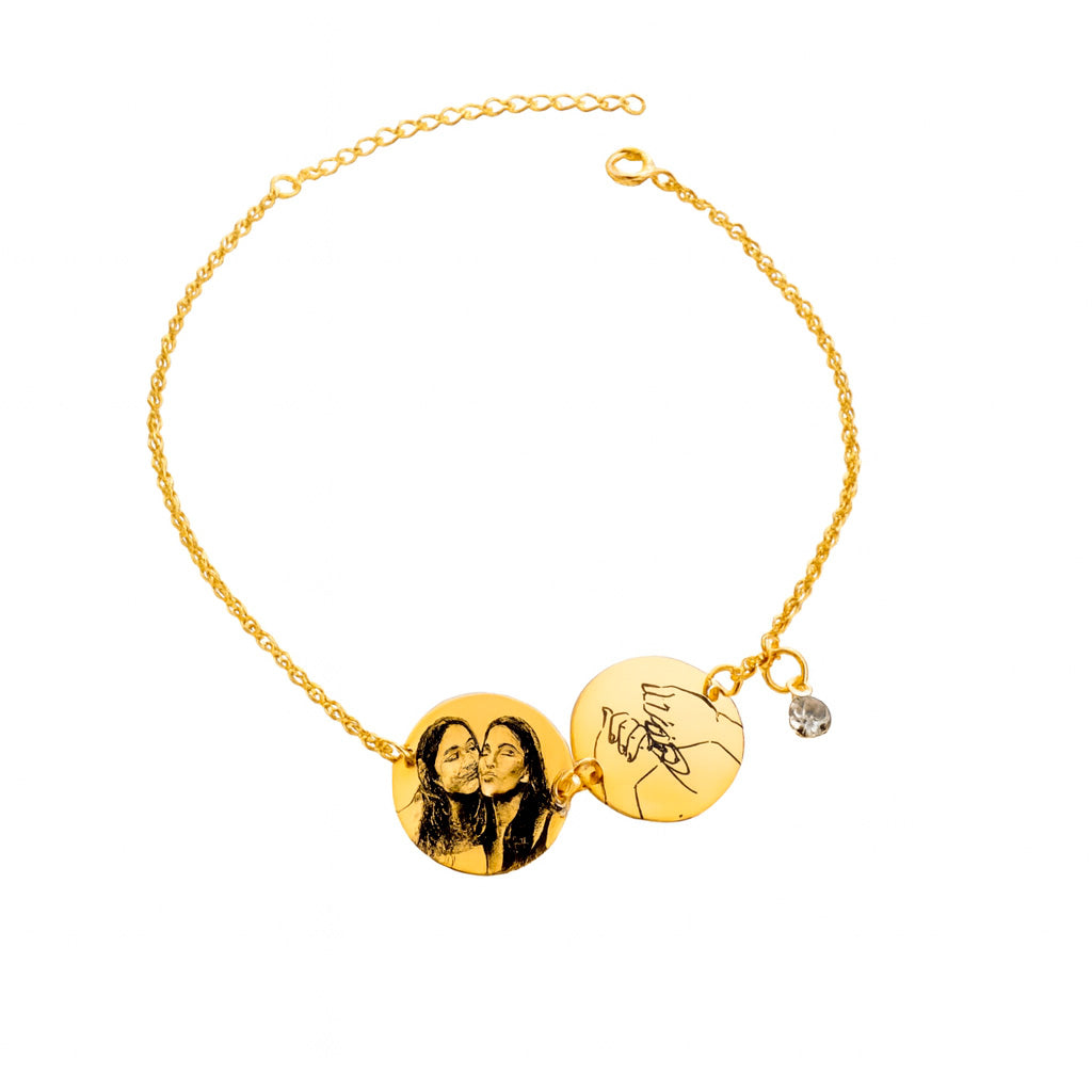 Pulseira 2 Medalhas Personalizada com Gravação Zello